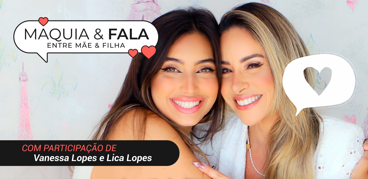 Vanessa Lopes e sua mãe, Lica, olham para a câmera sorridentes ao fim da gravação do video Maquia & Fala.